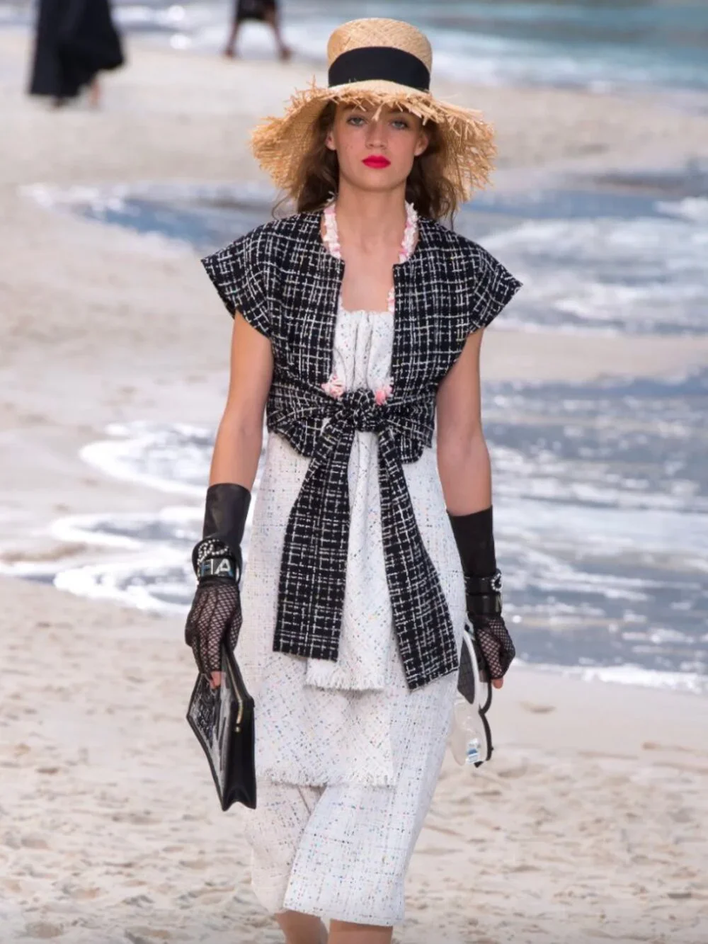 CHANEL Spring 2019 Runway Black Calfskin Leather Cuff Bracelet Set w/ box